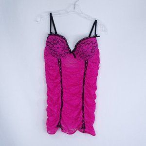 Body Rage Intimates Pink Lace Lingerie Slip Large